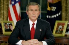 President Bush announces the invasion of Iraq from the Oval Office, Mar. 19, 2003.